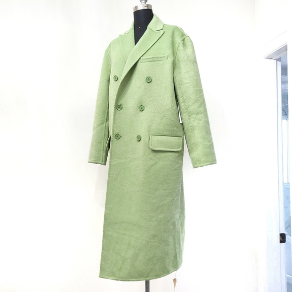 Reformation Sustainable Hayden Green Double Breasted Long Wool Coat - Picture 8 of 16